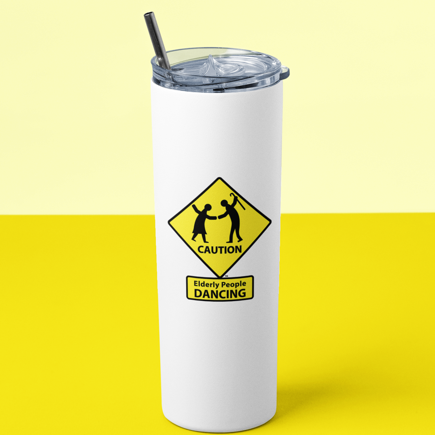 CAUTION: Elderly People DANCING - 20oz Skinny Tumbler
