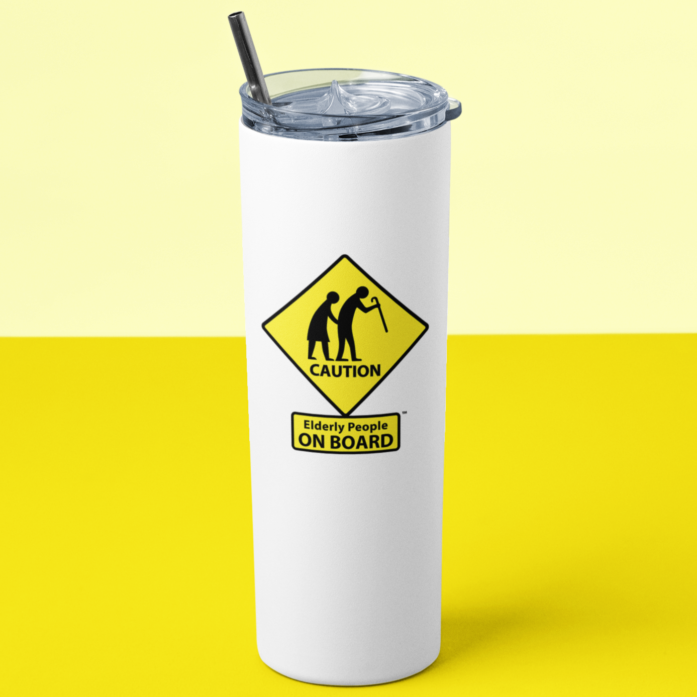 CAUTION: Elderly People ON BOARD - 20oz Skinny Tumbler