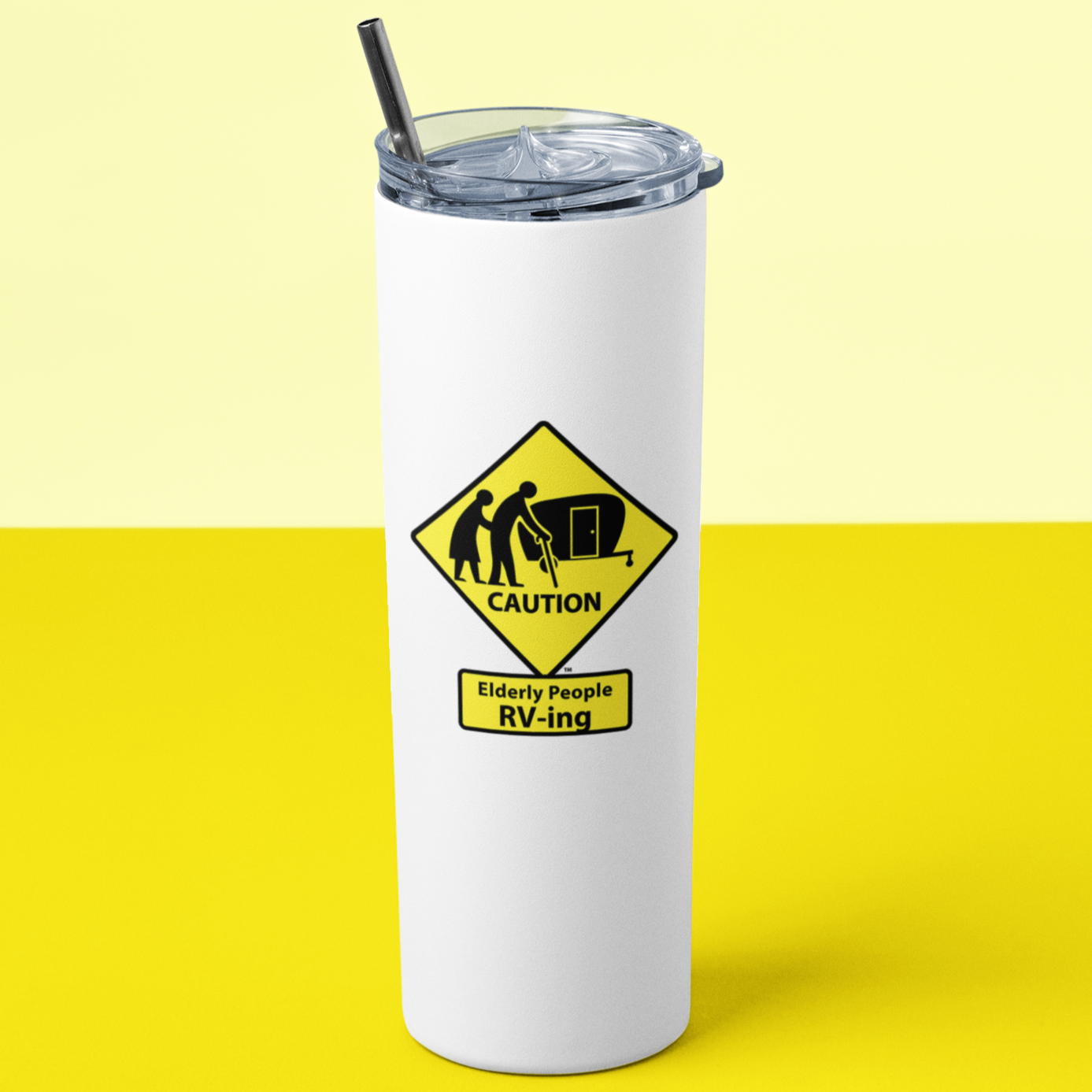 CAUTION: Elderly People RV-ing - 20oz Skinny Tumbler