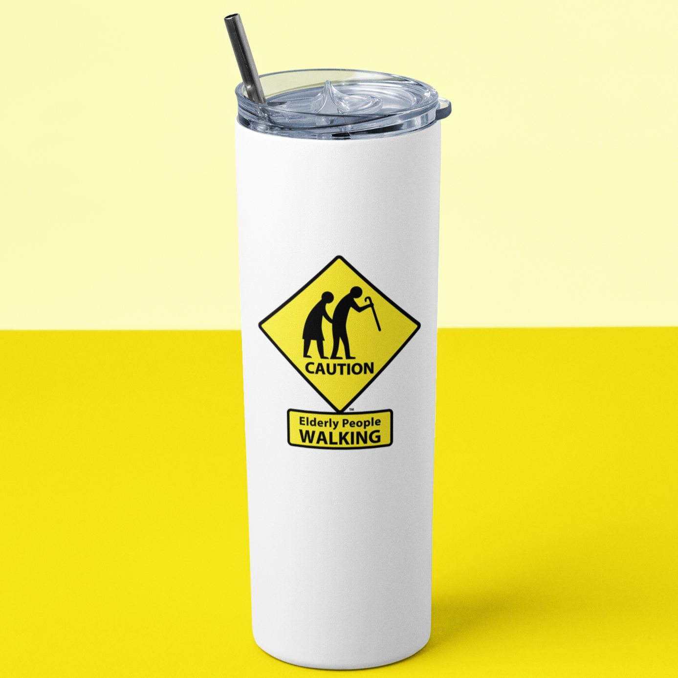 CAUTION: Elderly People WALKING - 20oz Skinny Tumbler
