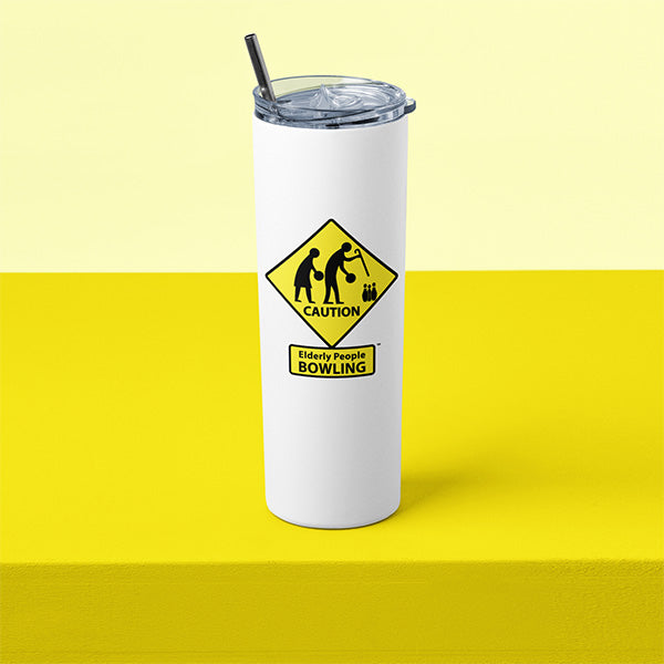 CAUTION: Elderly People BOWLING - 20oz Skinny Tumbler