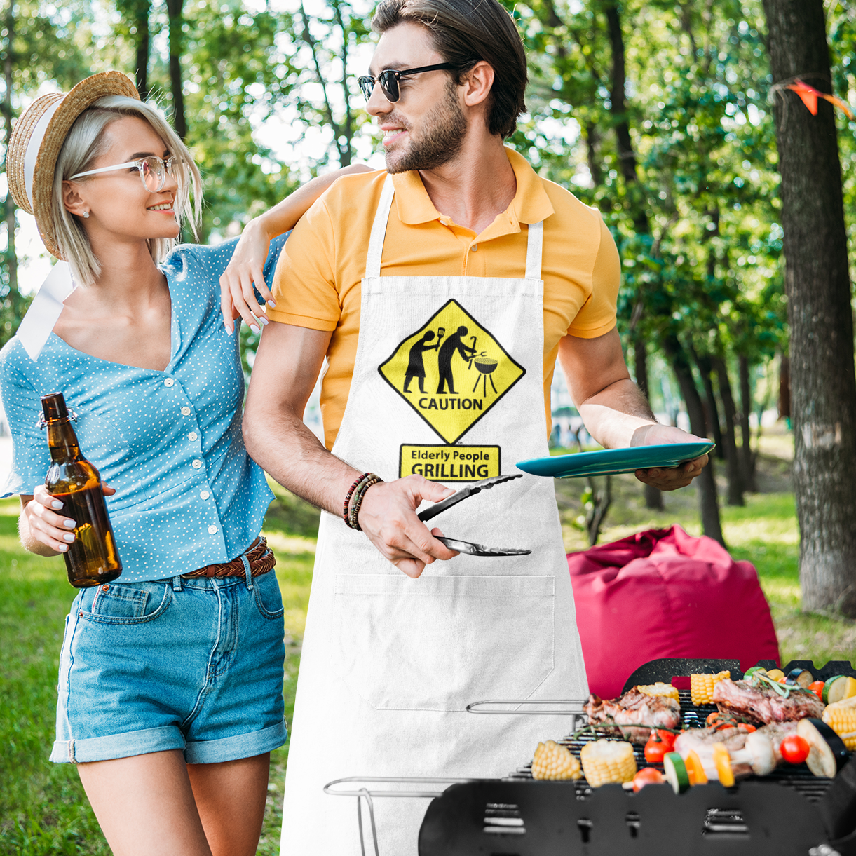 CAUTION: Elderly People GRILLING - Apron