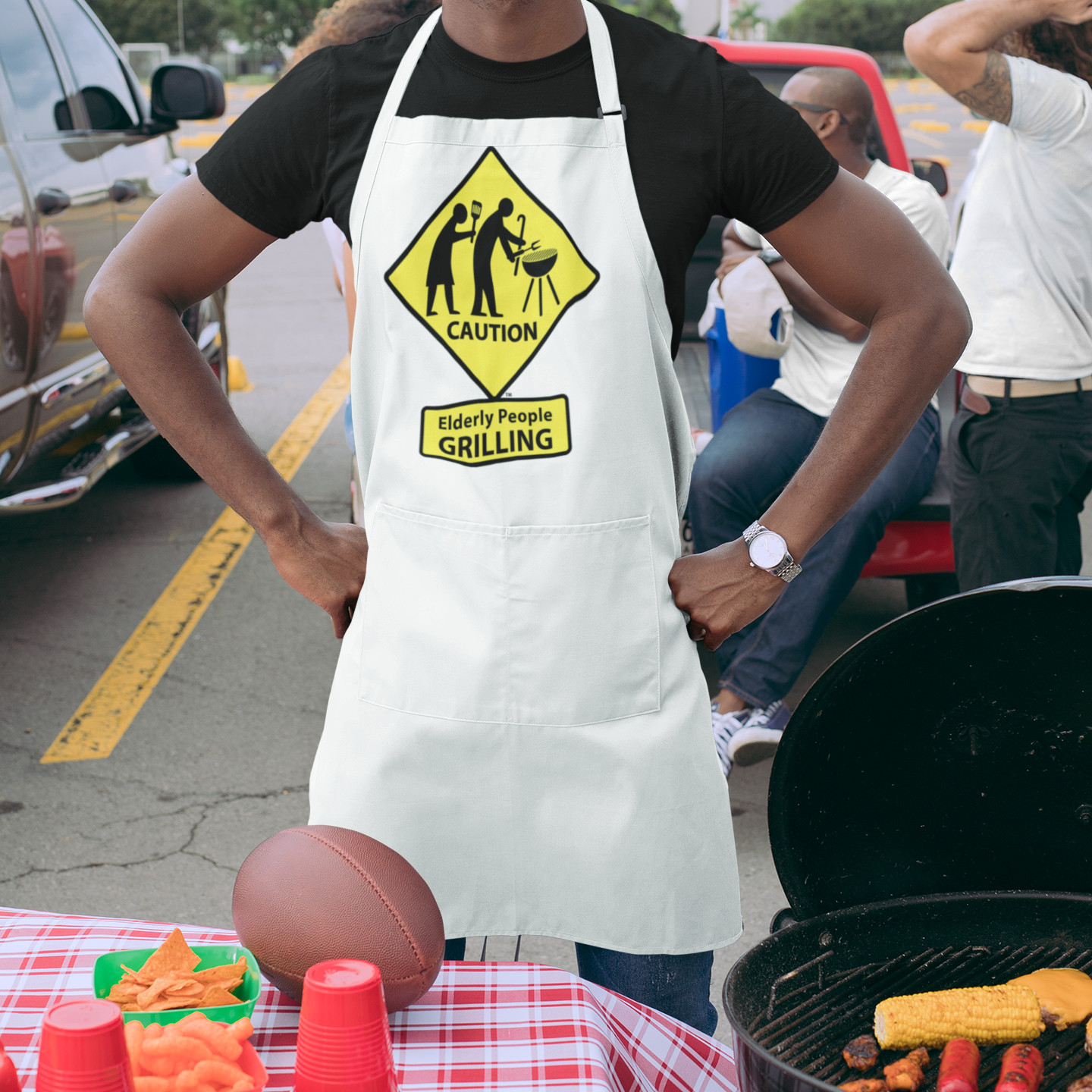 CAUTION: Elderly People GRILLING - Apron