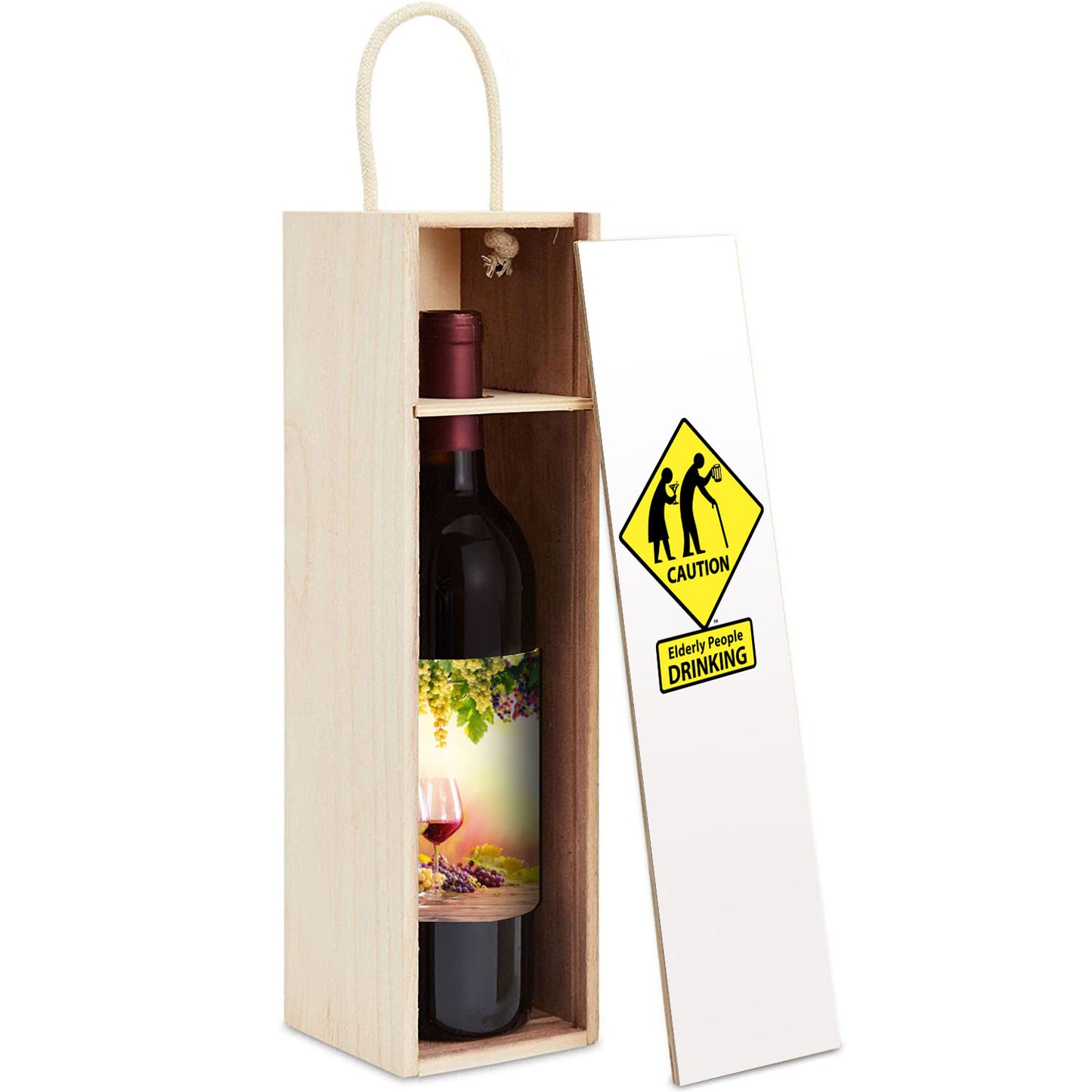 CAUTION: Elderly People DRINKING - Wooden Gift Box