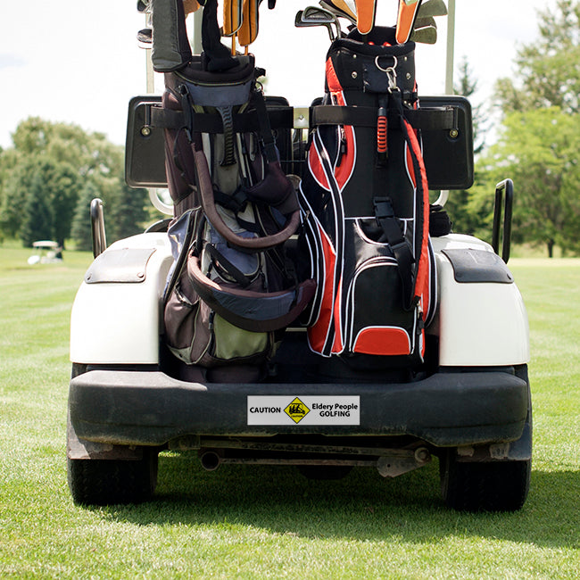 Caution: Elderly People GOLFING bumper Sticker