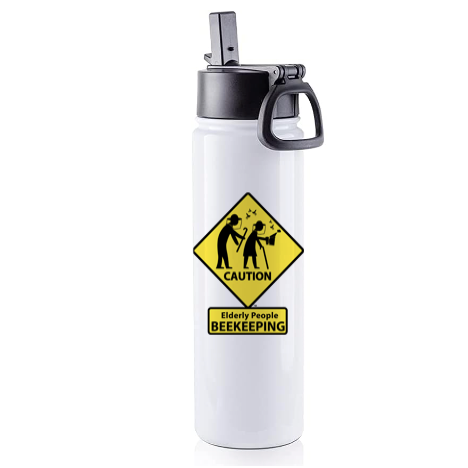 CAUTION: Elderly People BEEKEEPING - 22oz Stainless Sport Bottle