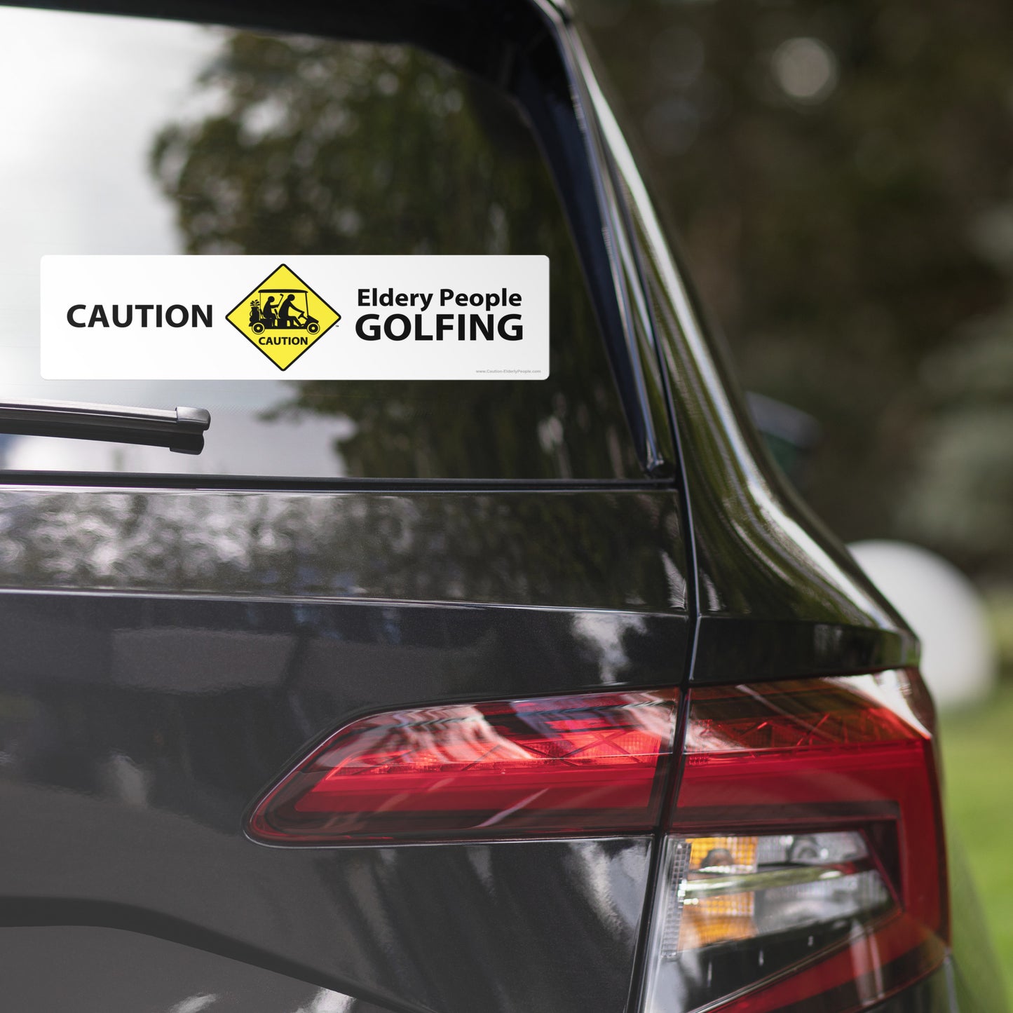 Caution: Elderly People GOLFING bumper Sticker