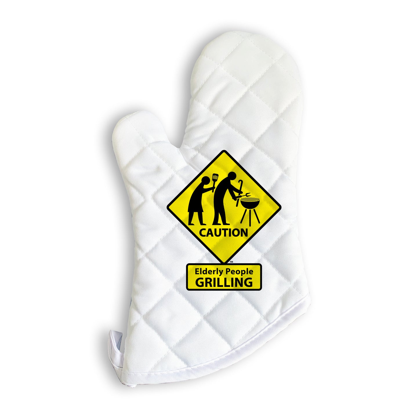 CAUTION: Elderly People GRILLING Oven Mitt & Hot Pad