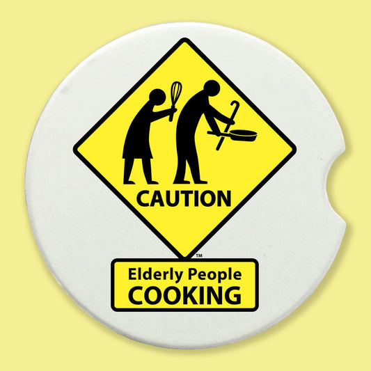 CAUTION: Elderly People COOKING Car Coasters