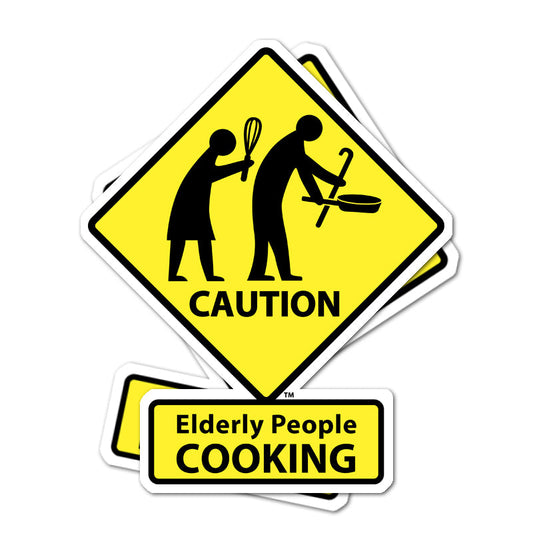 CAUTION: Elderly People COOKING Stickers