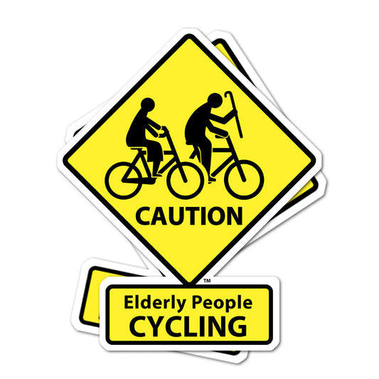 CAUTION: Elderly People CYCLING Stickers