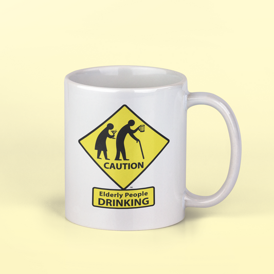 CAUTION: Elderly People DRINKING Coffee Mugs