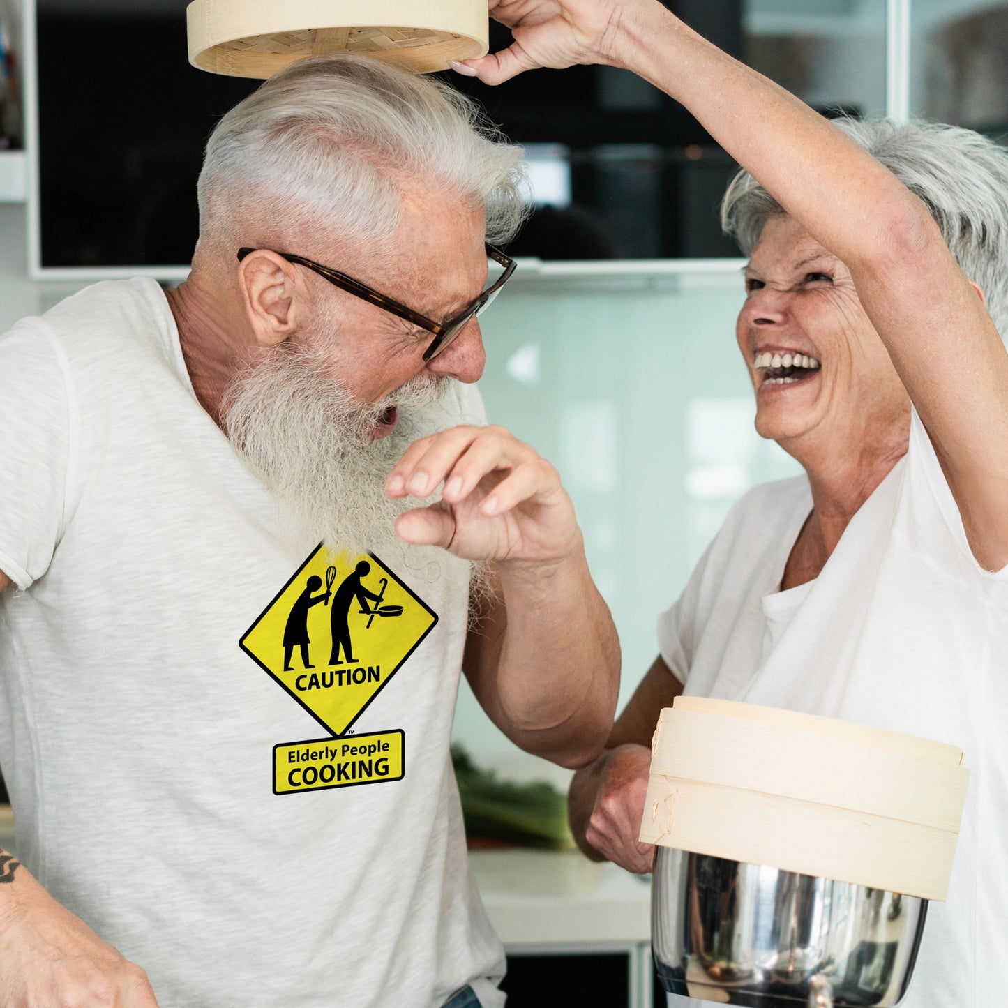 Caution: Elderly People COOKING T-shirt