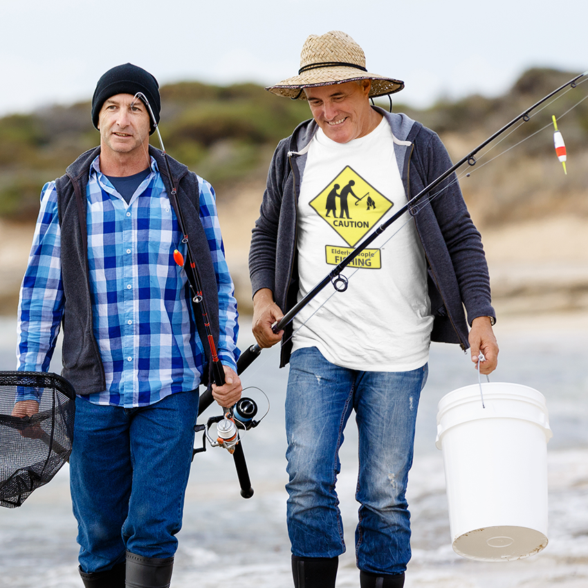 Caution: Elderly People FISHING T-shirt