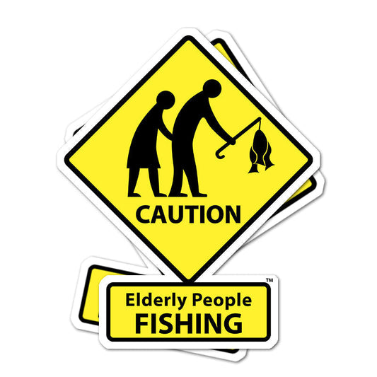 CAUTION: Elderly People FISHING Stickers