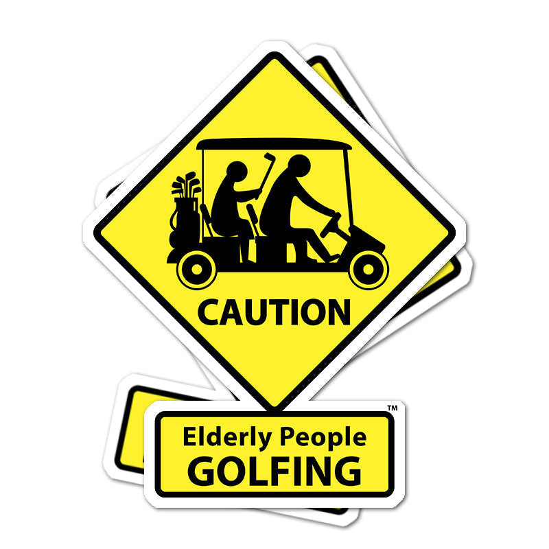 CAUTION: Elderly People GOLFING Stickers