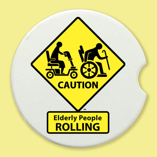 CAUTION: Elderly People ROLLING Car Coasters