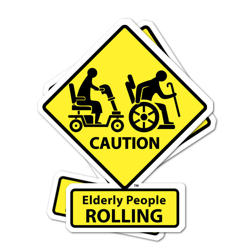CAUTION: Elderly People ROLLING Stickers