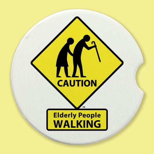 CAUTION: Elderly People WALKING Car Coasters