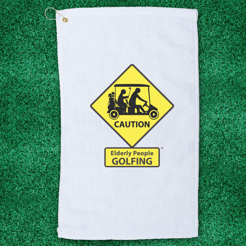 CAUTION: Elderly People GOLFING Golf Towel