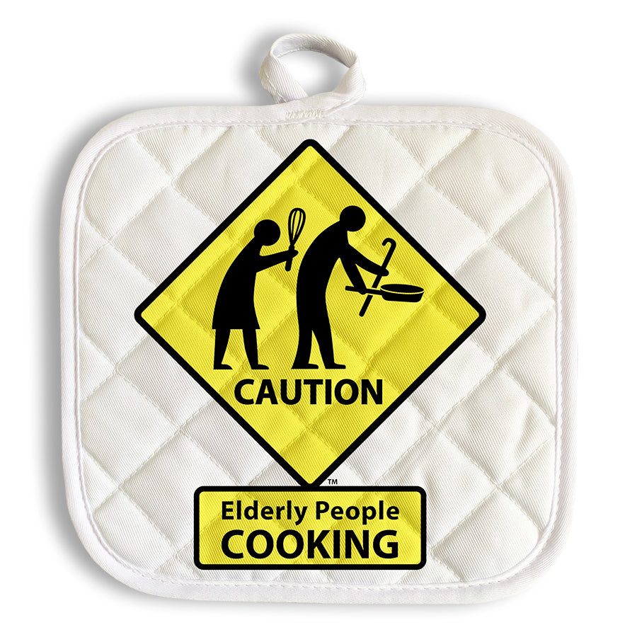 CAUTION: Elderly People COOKING Oven Mitt & Hot Pad