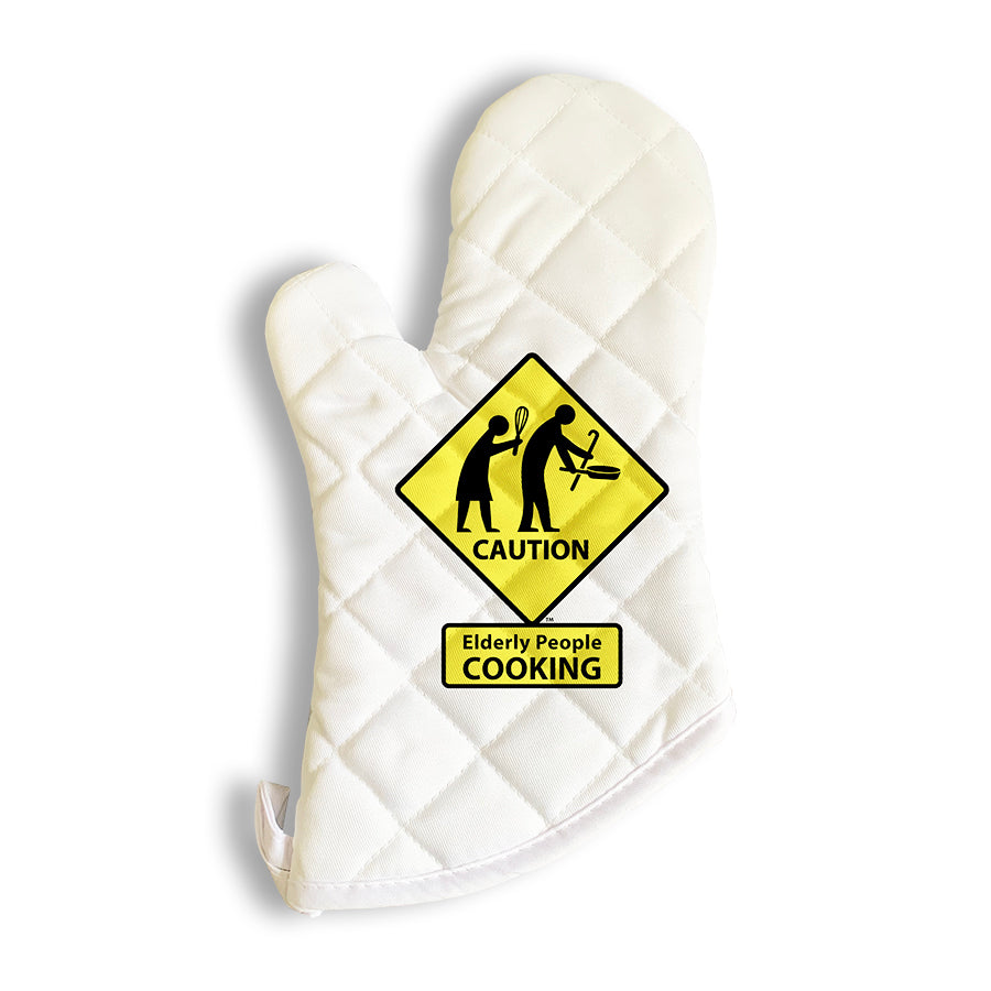 CAUTION: Elderly People COOKING Oven Mitt & Hot Pad