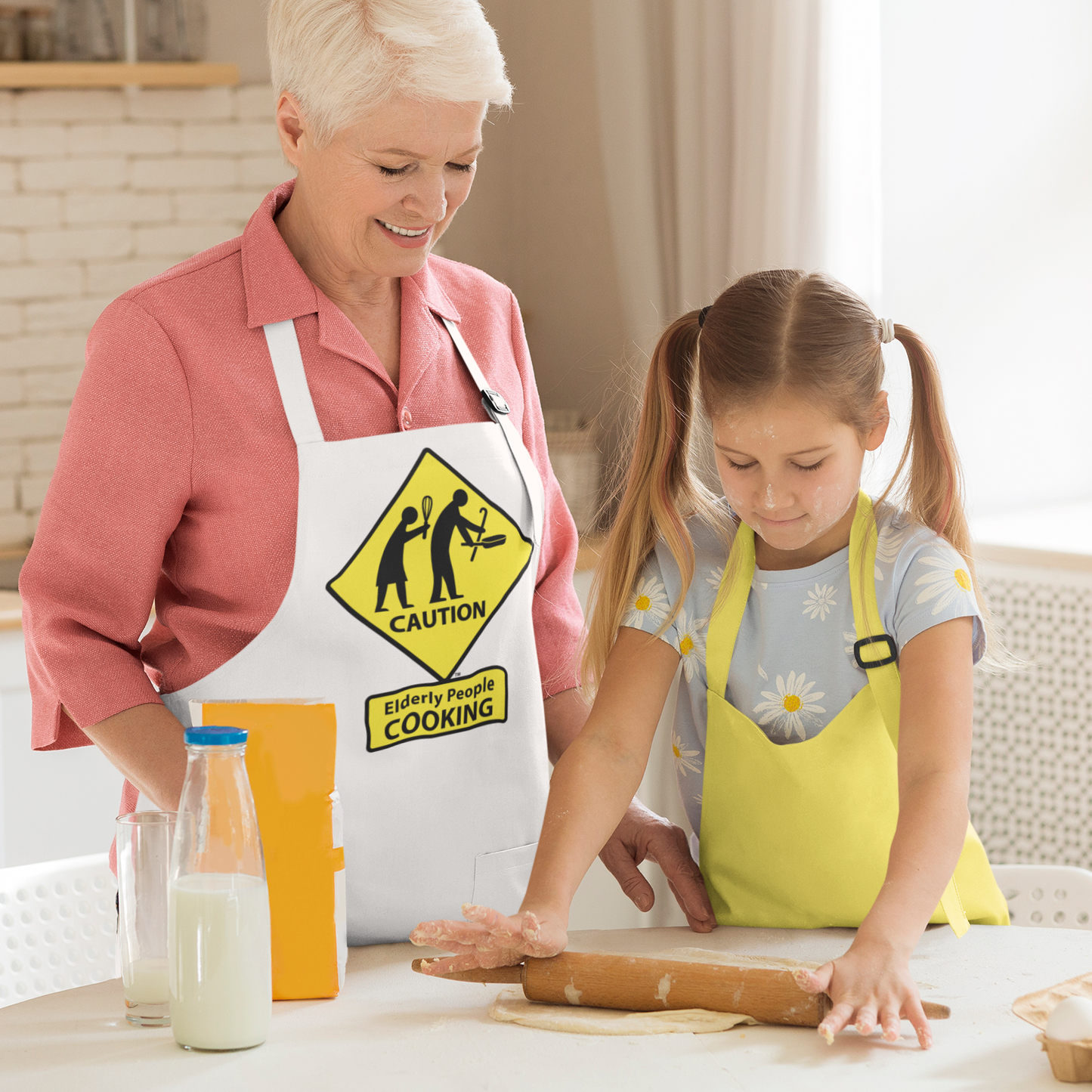 CAUTION: Elderly People COOKING Apron